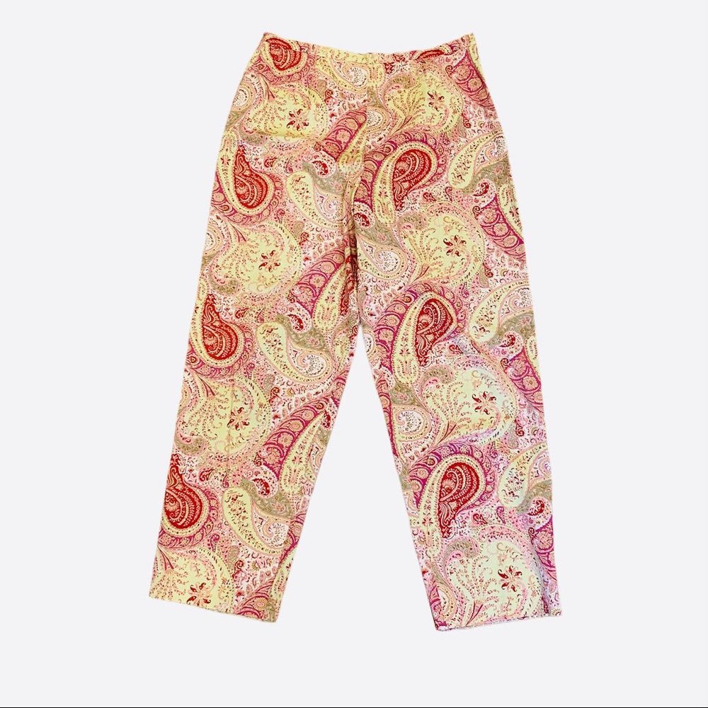 Coldwater Creek Paisley Pants Pink High Rise 14 Relax Fit